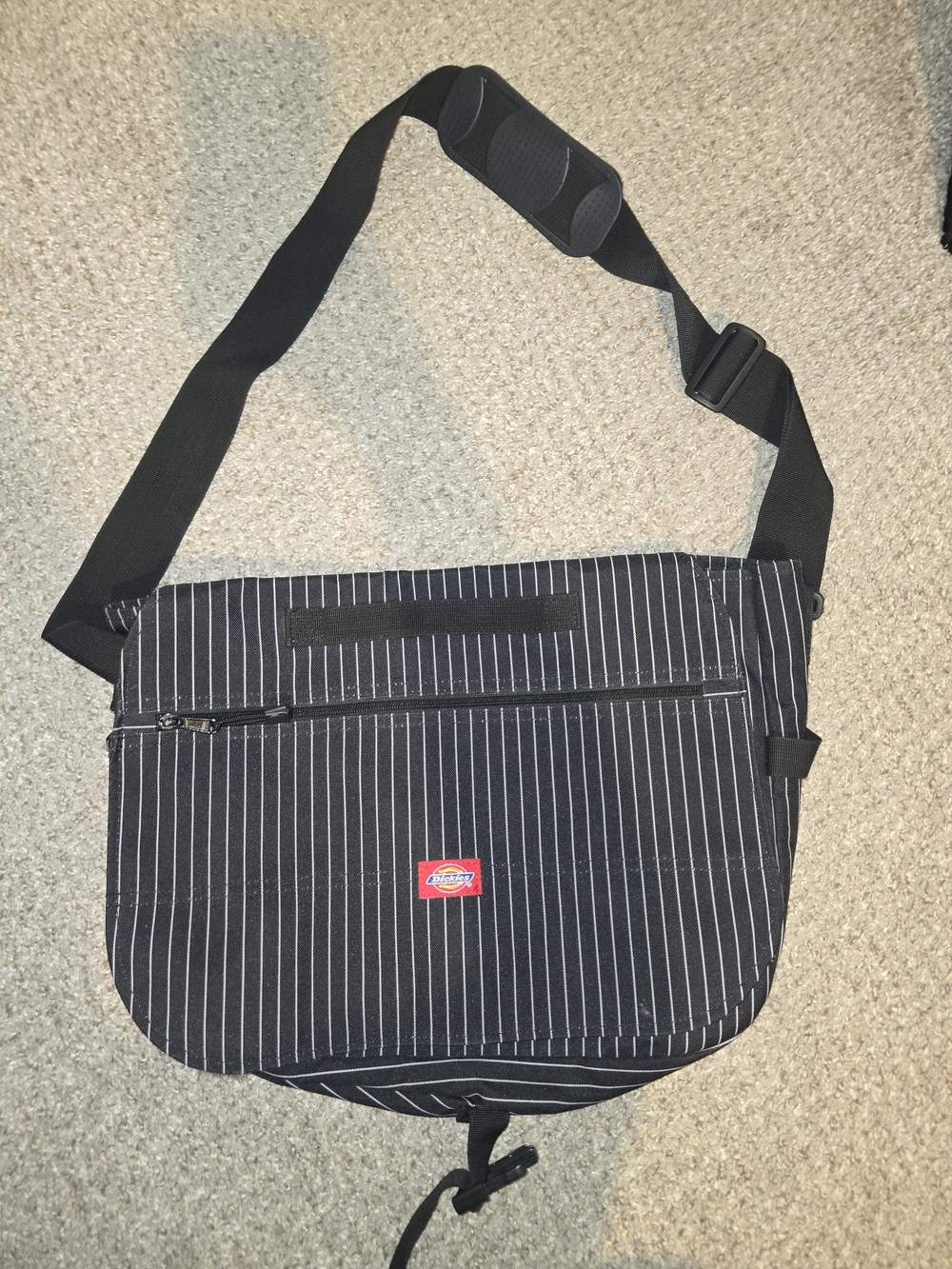 Dickies Black Pinstripe Crossbody Messenger Bag